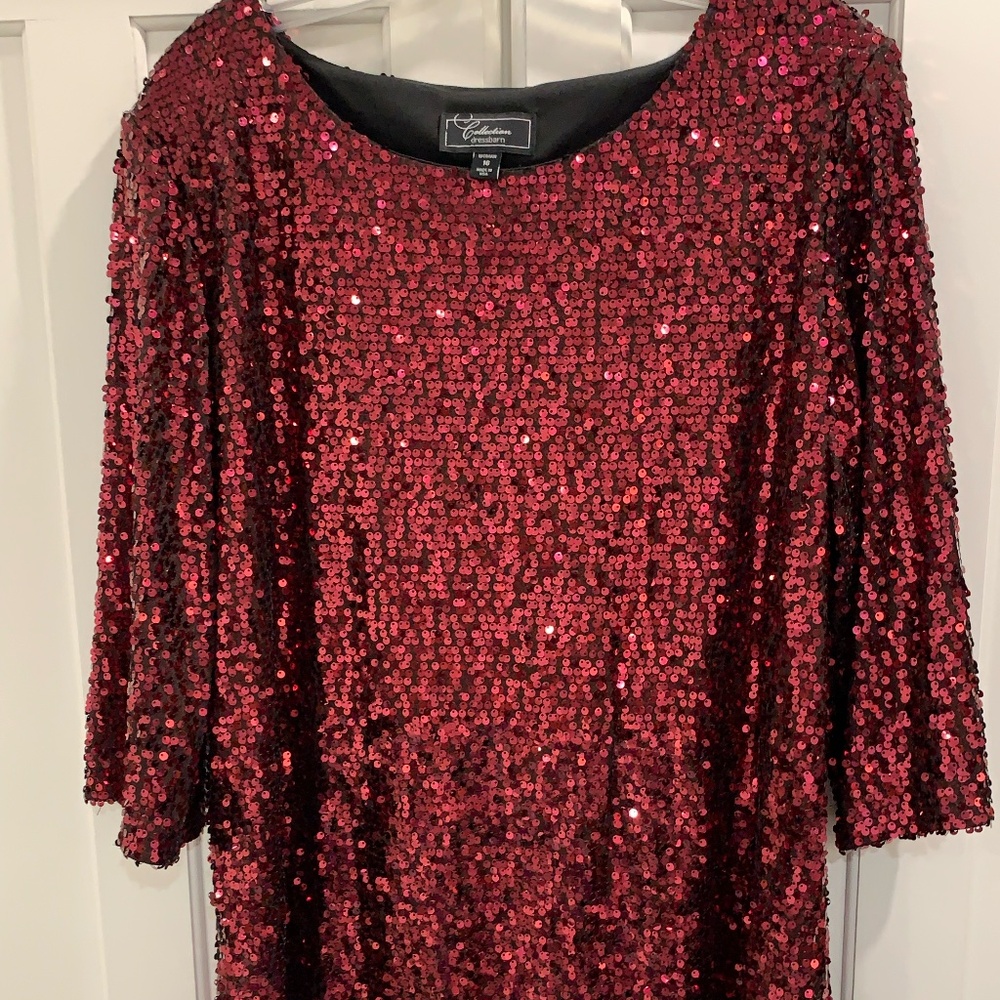 Stunning Red Sequined Top by Dressbarn Size 16